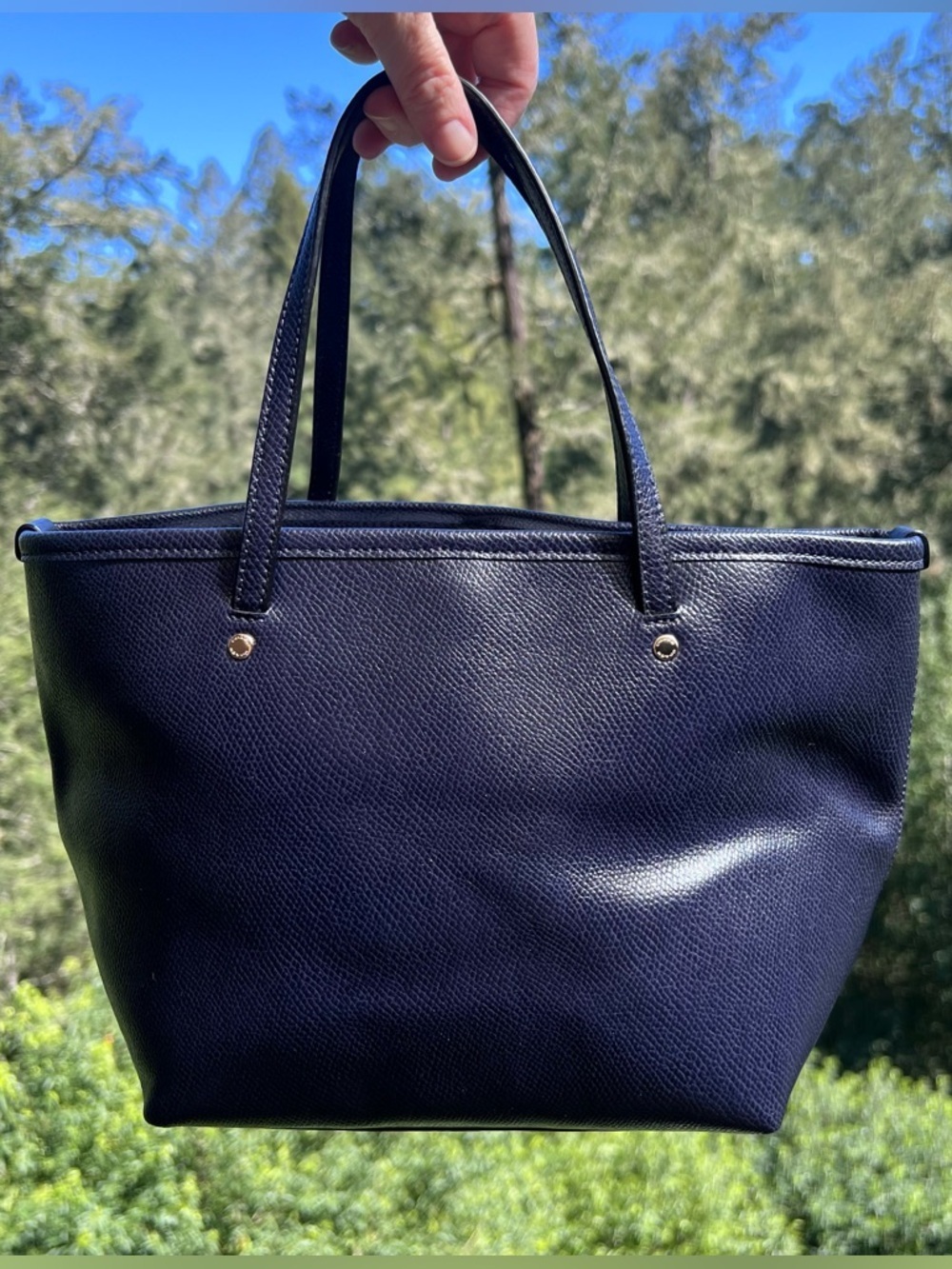 COACH Shoulder Bag Leather Mini City Tote Blue w Gold Hardware F34871 AUTHENTIC - Picture 2 of 10